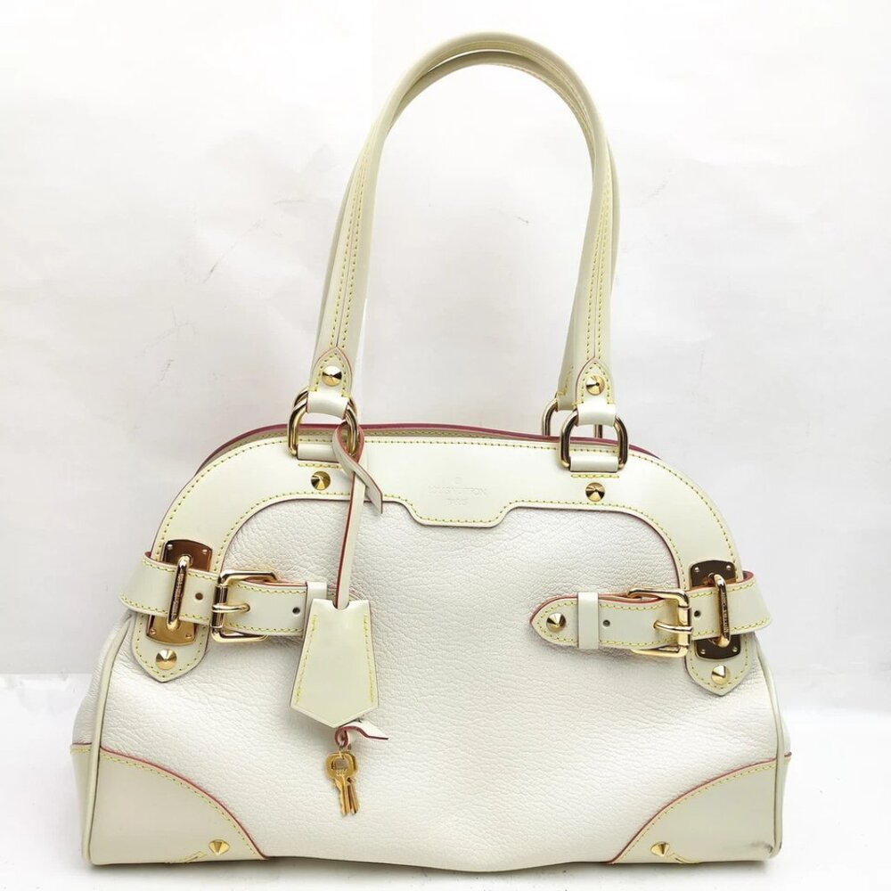Louis Vuitton Cream and Gold Trim Leather Satchel